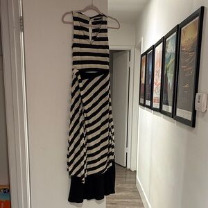 Sugarlips Black and White Striped High Low Dress